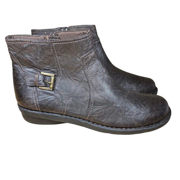 New Nikki Star Ankle Boots Brown Leather Crinkle 68739 Size 12 Womens - Picture 1 of 11